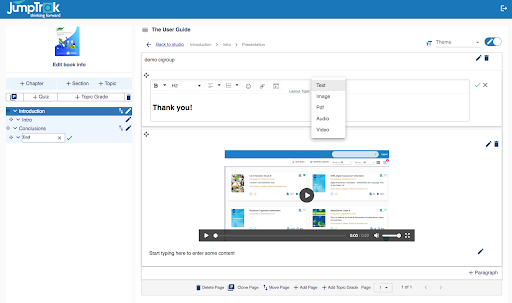 Author Studio lesson editor dashboard